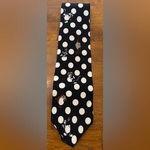 Vtg Looney Tunes Multicolor Character Polka Dot  100% Silk